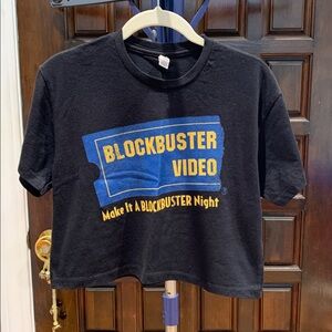 Blockbuster Video Black Cropped T-Shirt